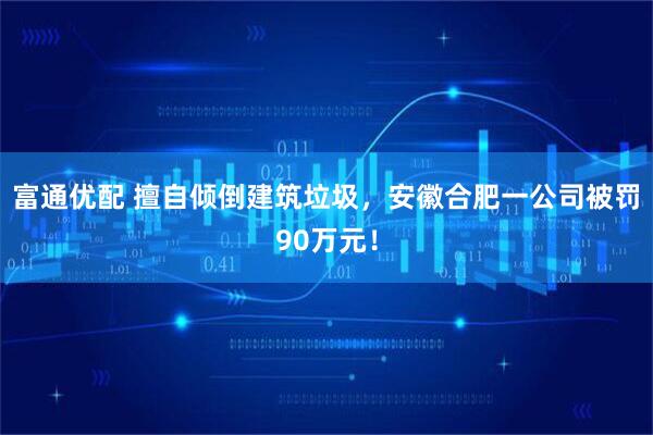 富通优配 擅自倾倒建筑垃圾，安徽合肥一公司被罚90万元！